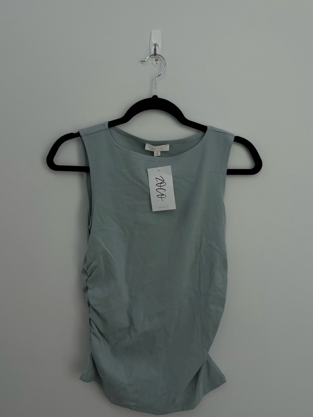 Sleeveless Ruched Side Shell Top - Sage Green